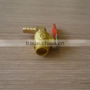 Red Lever Handle L Type Brass Ball Valve With Hose Barb thumbnail-2