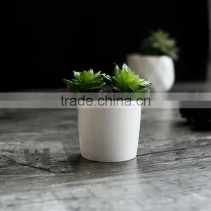 Simple Morden Desktop Decor Mini White Ceramic Flower Pots for Succulent Planter thumbnail-1