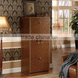 America Antique Wine Cabinet Wood Leather Cabinet With Wheels thumbnail-1