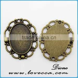Antique Brass Color Diy Bronze Setting,18x25mm Antique Brass Plated Oval Pendant thumbnail-1