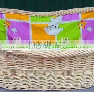 Hand Made White Wicker Baby Pram Basket for Home Use thumbnail-1