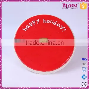 Wholesale Christmas Custom Ceramic Red Cake Holder thumbnail-5