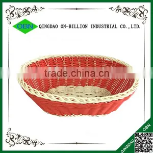 100% Hand Woven Colorful Small Plastic Basket for Bread thumbnail-1