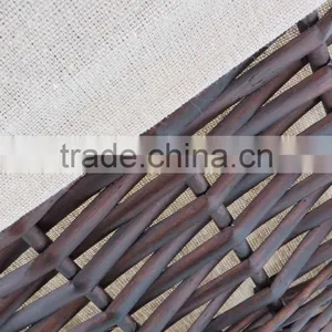 Vintage Set 5 Wicker Woven Dirty Clothes Basket With White Cloth thumbnail-5
