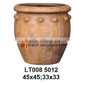 Southern Vietnam Manufacturer Ancient Indoor Round Poly Antique Rock Vase thumbnail-1