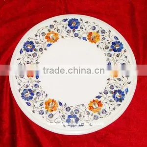 Handmade White Makarana Marble Inlay Table Tops thumbnail-1