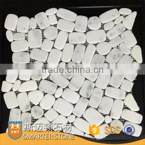 Random Shaped White Pebble Stone 1cm Thickness on Mesh thumbnail-1