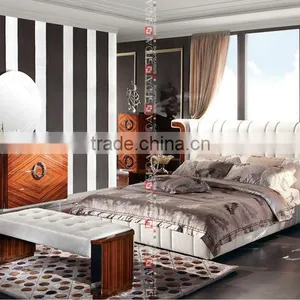 King Size Bed Headboard / French Wood Antique Bed / Upholstery Bed B9016 thumbnail-1