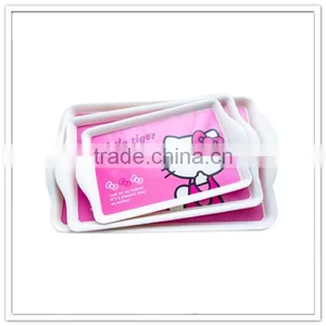 EU Standard Non-slip Plastic Ware for Hotel Handled Cappuccino Printing Rectangular Melamine Coffee Serving Tray thumbnail-2