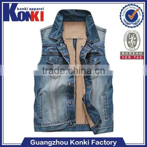 Blue Cheap Fashion Jean Vest for Men thumbnail-1