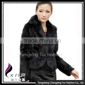 CX-G-A-201 Custom Fashion Rabbit Fur Long Sleeves Women Coat thumbnail-5