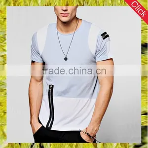 Custom Made Men's Casual Colour Block T-shirt Guys Designer Cool t Shirts With Zip Detail thumbnail-1