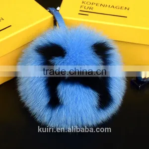 Fur Pom Pom Fluffy Heart Letter 15cm Big Real Full Pelt Fox Fur Ball Keychains Pluffy Bag Bug Women Bag Accessories thumbnail-2