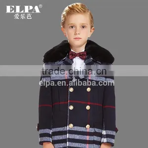 ELPA Handsome Kids Coat Rabbit Hair Fur Collar Winter Warm Wool Overcoat thumbnail-1