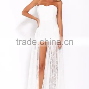Custom White Lace Dress/White Lace Half Sleeve Dress/White Lace See-through Prom Dress Wholesale Dress thumbnail-3