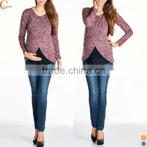 Long Sleeve Maternity Clothes and Nursing Breastfeeding Tops thumbnail-1
