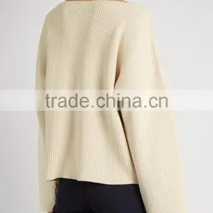 Fashion 2017 Ladies Plain Blank Crew Neck Long Sleeve Pullover Designs Cardigan Cashmere Sweater Woman thumbnail-3
