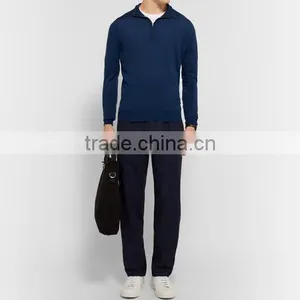 Customed Manufacturing Zipper-Up Navy Blue Sweater Men Pullover Sweater thumbnail-6