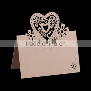 Paper Wedding Party Name Place Card Heart Pink Orange thumbnail-1