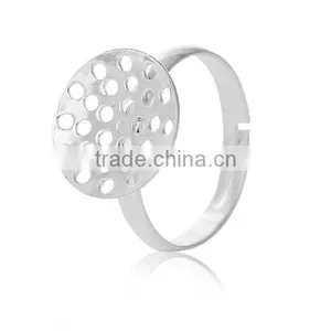 Adjustable Ring Blank Findings Round Silver Plated Cabochon Settings 17.1mm 10 PCs Ring Setting thumbnail-1