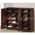 Dark Walnut / Black Wooden Shoe Rack Cabinet , 15mm Melamine Board DX-8615 thumbnail-1