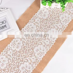 Decorated Lace Burlap Christmas Table Runner thumbnail-4