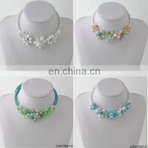 Beaded Choker Necklace With Flower thumbnail-1