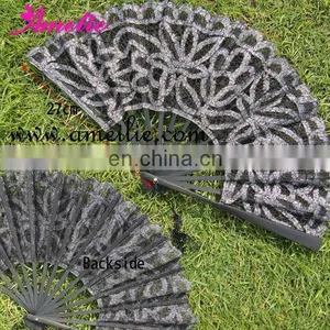 Silver Strings Black Lace Hand Fans thumbnail-1