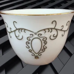 2018 New Design Luxury Ceramics Embossed Good Sale Golden 70cc Cawa Cup Packed in Gift Box thumbnail-5