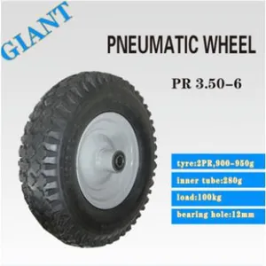Hot Sale Steel Rims Wheels Rubber Kids Wagon Cart Wheel 3.50-6 thumbnail-1