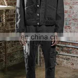 DiZNEW Black Denim D Cargo Jeans For Men thumbnail-7