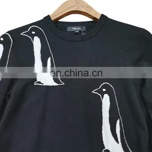 DiZNEW Custom Latest Flat Knitting Sweater Fashion Pattern Crew Neck Fancy Black Men Sweater thumbnail-4