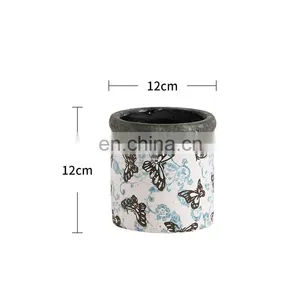 Unique Artistic Style Butterfly Pattern Embossed Design Indoor Flower Planter Archaistic White Ceramic Plants Pots for Garden thumbnail-4