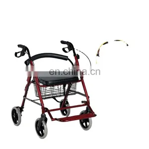 China Manufacturers Aluminum Transport Rollator Walker With Seat and Footrest thumbnail-1
