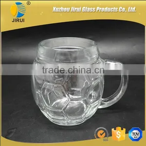 600ml Football Design Clear Glass Mason Jar thumbnail-2