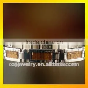 High Fashion Wooden Stainless Steel Bracelet for Unisex thumbnail-1