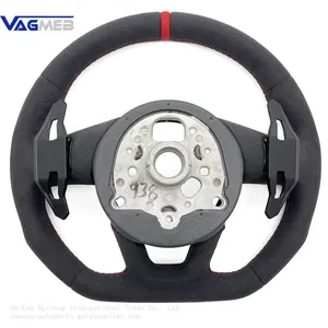 For Audi A3 A4 A5 S3 S4 S5 B9 Full Alcantara Red Stitching Steering Wheel With Key Button Frame Assembly thumbnail-5
