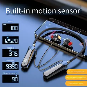 New Generation Gym - 60 Neck - Hanging Sports Pedometer Bluetooth Earphones, Made of Metal Material, With Card - Slot and Lossless Sound Quality. thumbnail-2