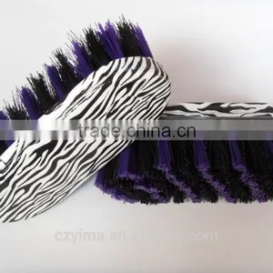 Zebra Pattern Horse Dandy Brush With White & Purple Bristle thumbnail-2