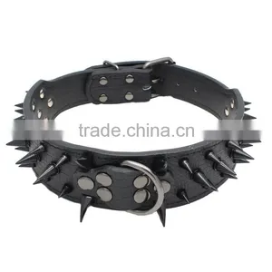 Wholesale Pet Products Large Pet Collars Nails pu Leather Dog Collars thumbnail-3