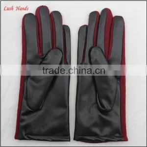 Ladies Simple Red Woolen and Beautiful Women PU Hand Gloves thumbnail-4