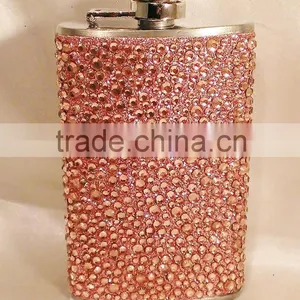 Yiwu Wholesale Hot Selling 6oz Glitter Crystal Stainless Steel Liquor Flask Portable thumbnail-1