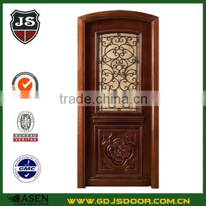 Rural Flower Carving Solid Birch Wood Glass Door Designs for Interior thumbnail-1