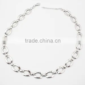 316L Stainless Steel Link Chain Bracelet and Necklace Jewelry Set thumbnail-3