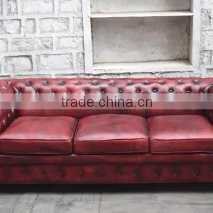 3 Seater Sofa Leather , Vintage Industrial Furniture Jodhpur thumbnail-1