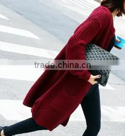Simple Round Neck and Long Sections Women Knit Cardigan thumbnail-2