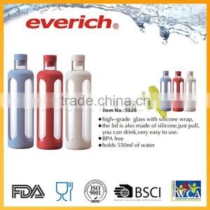 Practical Sweat-Proof Glass Water Bottle With Silicone Sleeve thumbnail-1