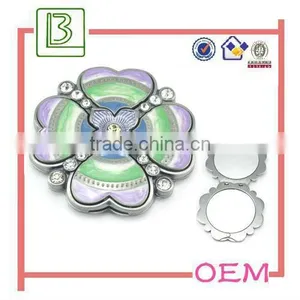 Portable Flower 2 Sides Rectangle Metal Cosmetic Make Up Mirror For Women thumbnail-1