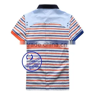 Custom Yarn-dyed Cotton Fabric Adults Short Sleeve Striped Polo t Shirt thumbnail-2
