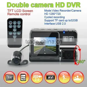 2.0 Inch HD TFT 120 Degree Wide Angle + G-sensor + Dual Camera Video Registrator thumbnail-1